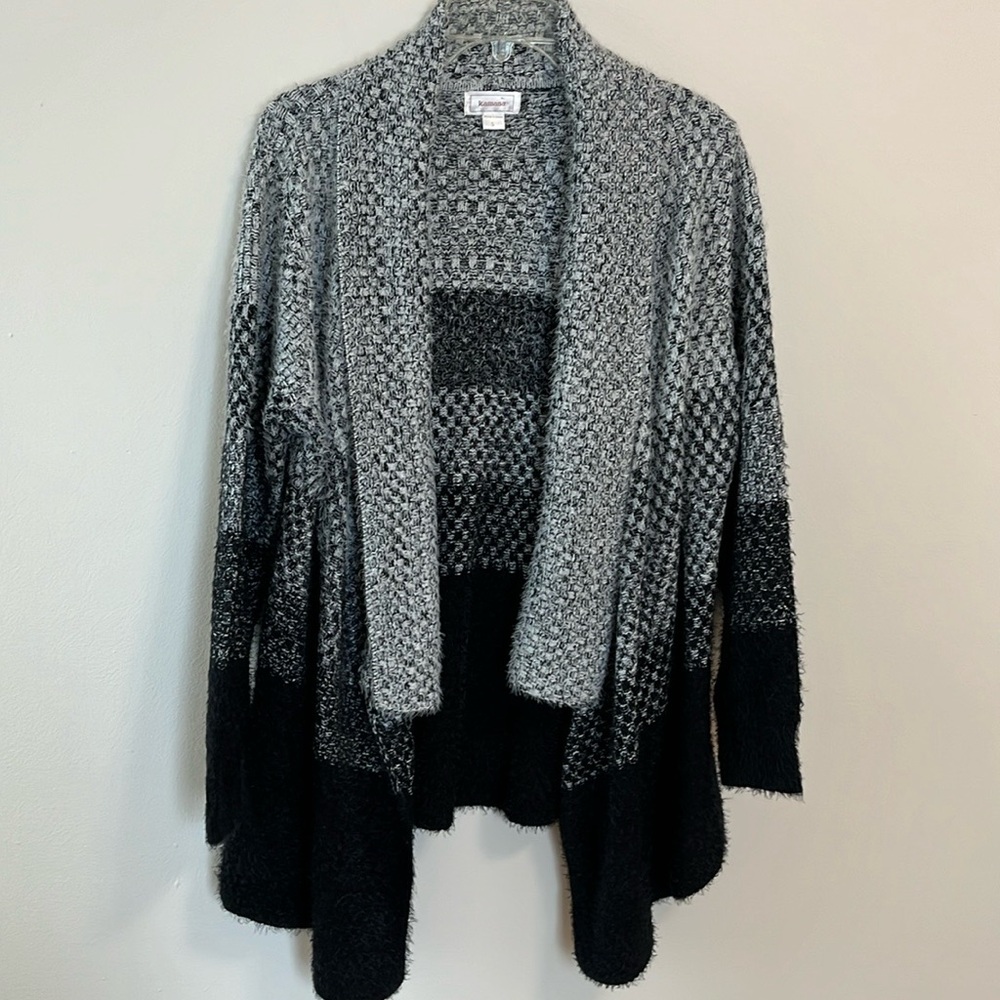 Kamana draped open shrug cardigan sweater women’s small colorblock ombré knit